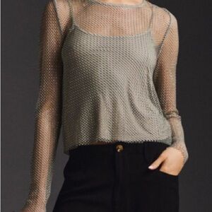 Shiny Sheer Mesh Top